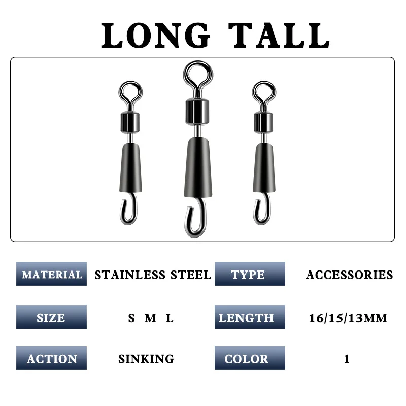 Gancho de pesca giratorio con rodamiento de 20 piezas, anillos sólidos, línea de pesca rodante, conector rápido para carpa, accesorios de pesca - imagen 2