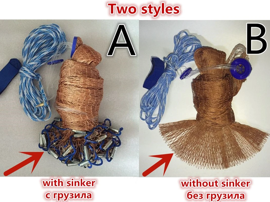 Altura 1,2-3,6 M con plomo o sin plomo, red de pesca, trampa de malla pequeña americana, red fundida, red de lanzamiento manual para caza con mosca - imagen 3