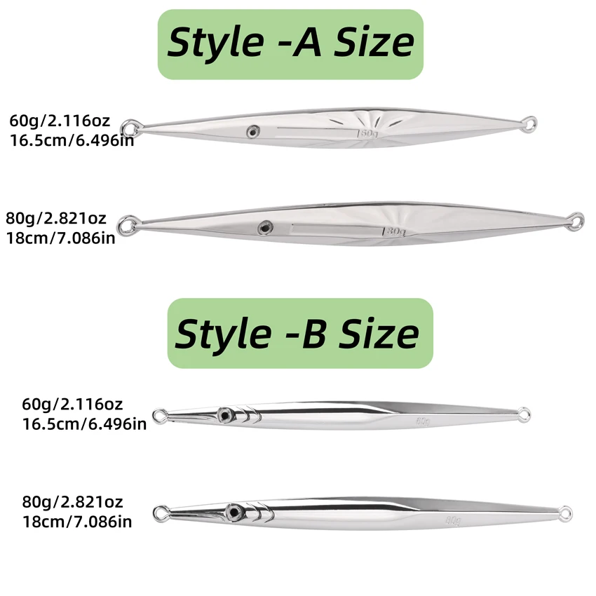 Cuchara galvanizada larga y delgada de 5 uds, señuelo de pesca con plantilla de Metal, cebo duro, cebo de pesca de lubina, señuelo de Jigging para agua salada 60g 80g - imagen 4