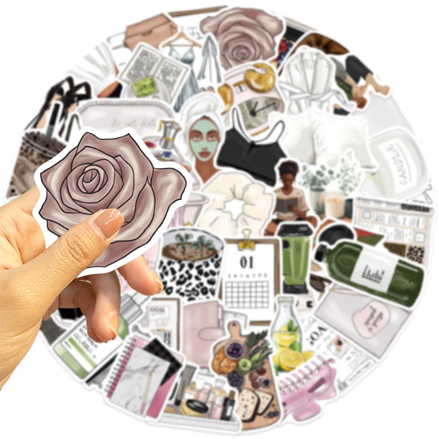 50 Uds. De pegatinas de grafiti artísticas de estética INS para chica limpia, teléfono, guitarra, portátil, maleta, taza, pegatina de dibujos animados impermeable, juguetes para niños - imagen 5