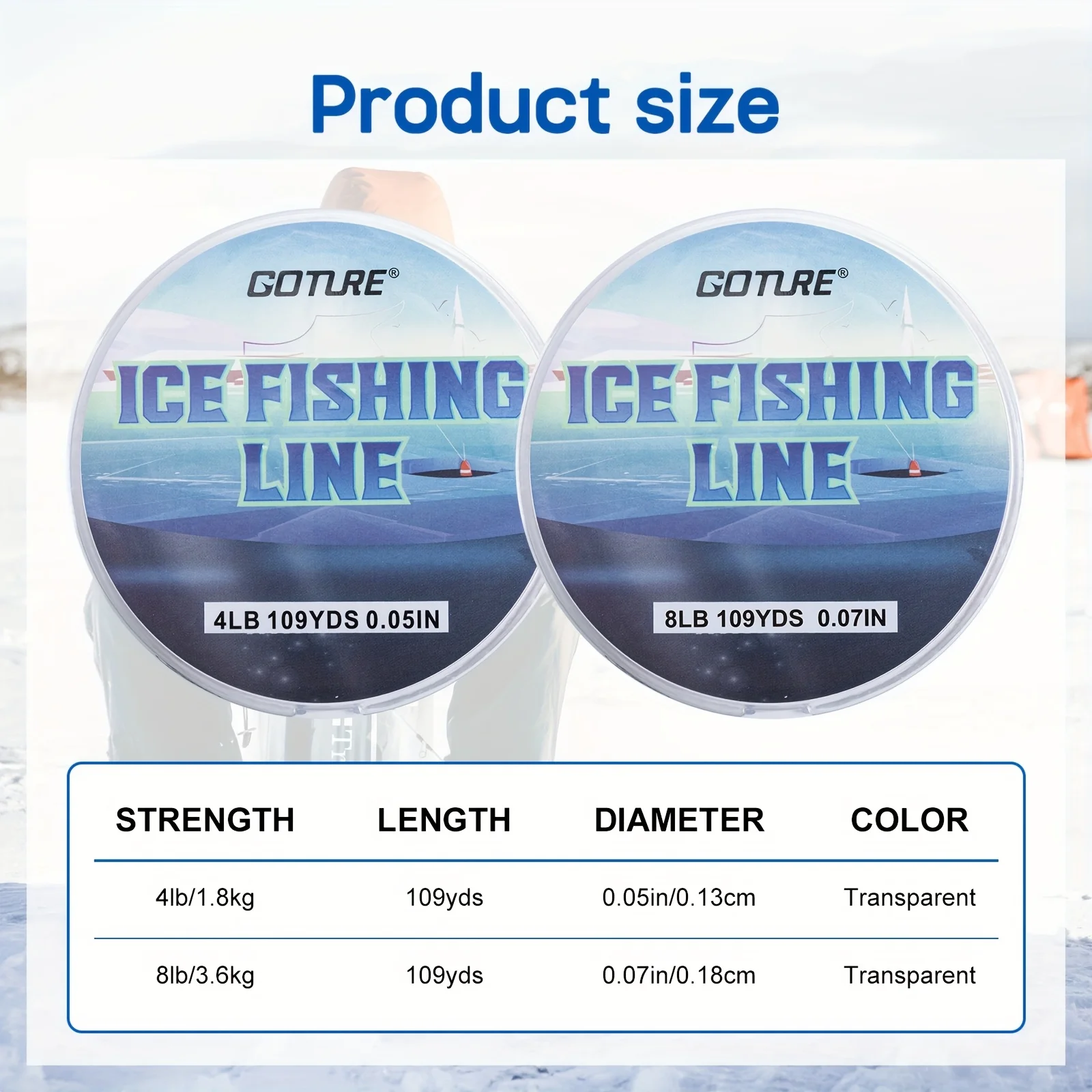 Goture Línea de Pesca en Hielo Nailon Transparente – Lanzamiento Suave - imagen 4