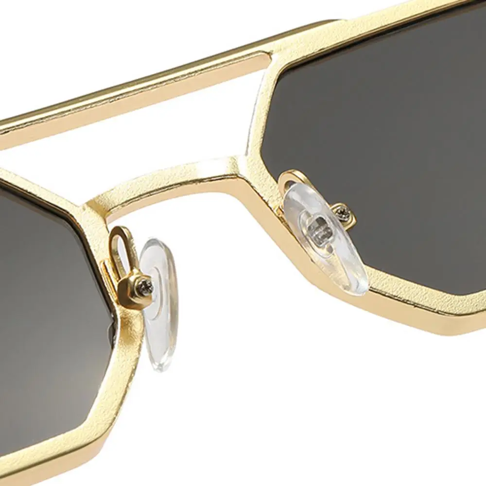 Gafas de sol poligonales de metal de moda Street Wear Punk gafas de sol de doble puente UV400 para hombres - imagen 3