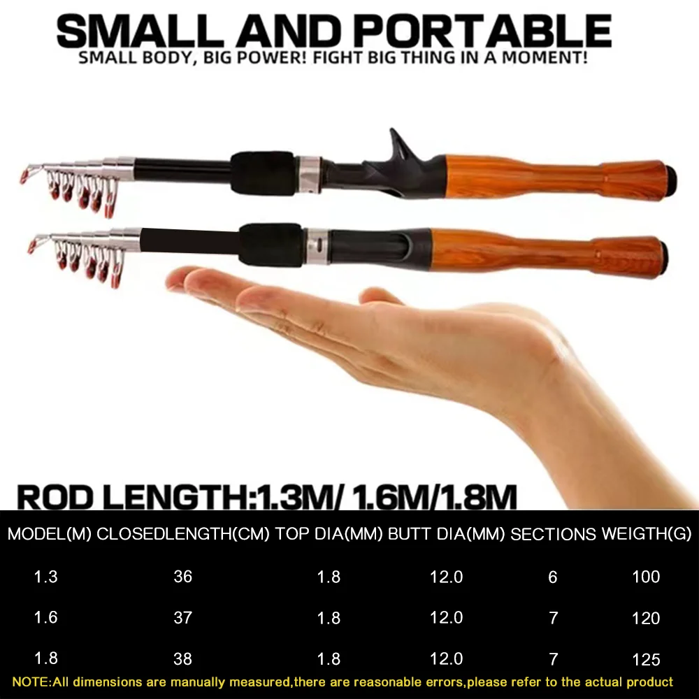 Juego de caña de pescar, kit completo con caña de pescar telescópica y carrete giratorio, anzuelos de viaje - imagen 3