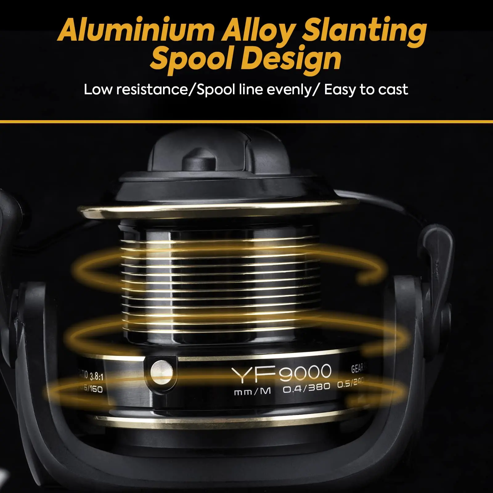 Goture-carrete de pesca giratorio 3,8: 1, de fundición larga, gran capacidad 8000/9000/10000, para agua dulce y salada, arrastre máximo de 14KG - imagen 3