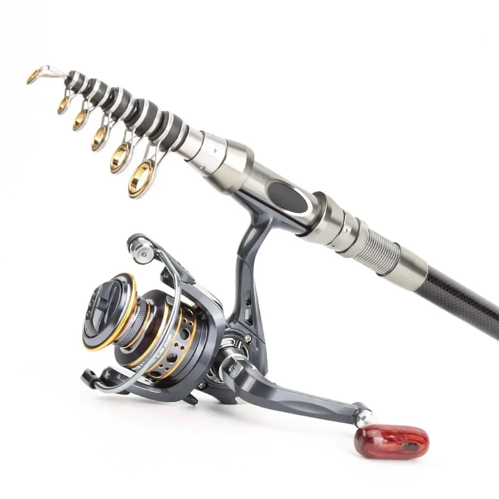 Juego de equipo de pesca con carrete de caña de señuelo de fundición larga Combo1.8M/2.1M/2.4 caña telescópica - Diseño portátil telescópico para viajes - imagen 5