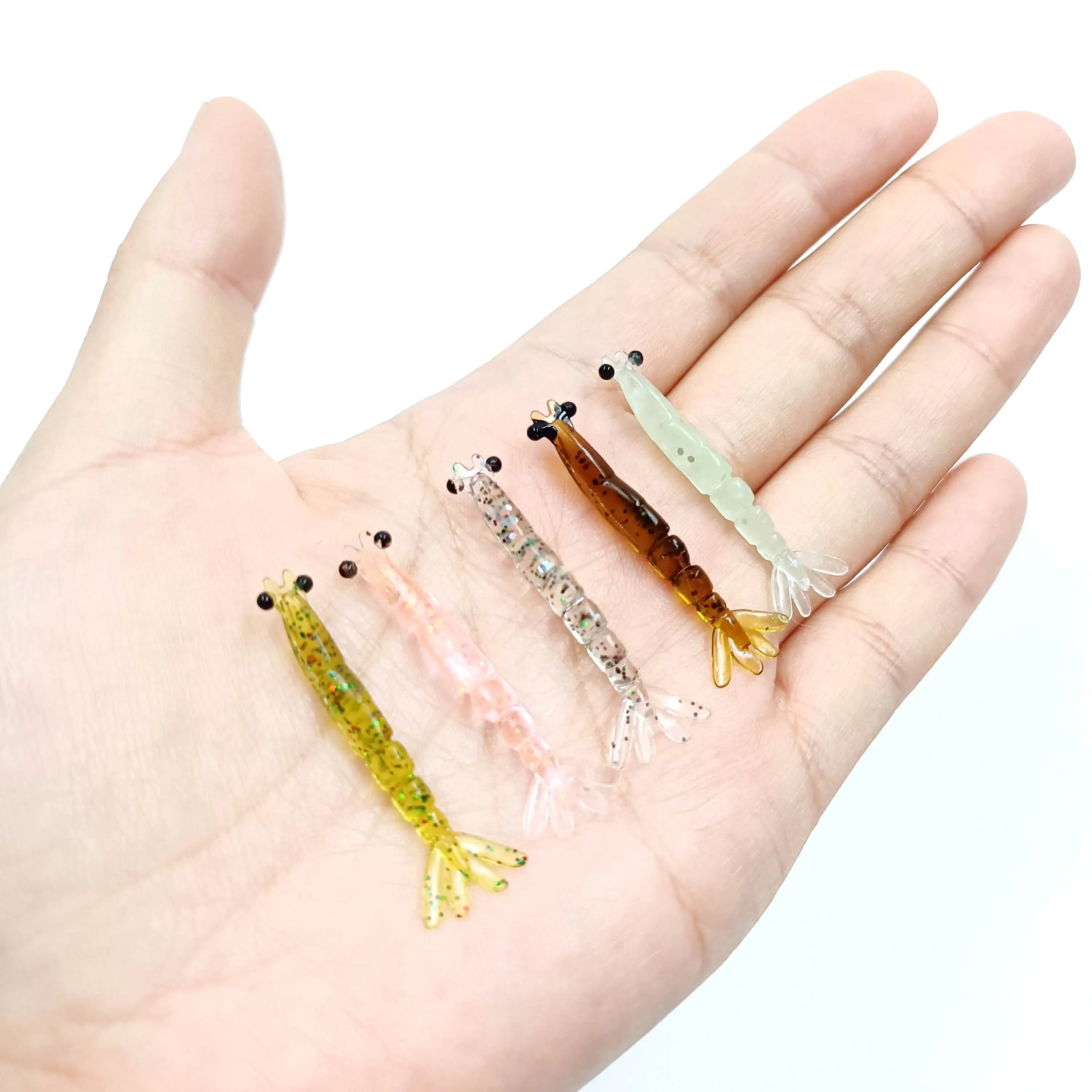 DUODUOYU 20 piezas señuelo de pesca de silicona suave para camarones 0,4g/40mm cebo suave para camarones multiarticulado Isca aparejos de pesca blandos artificiales - imagen 3