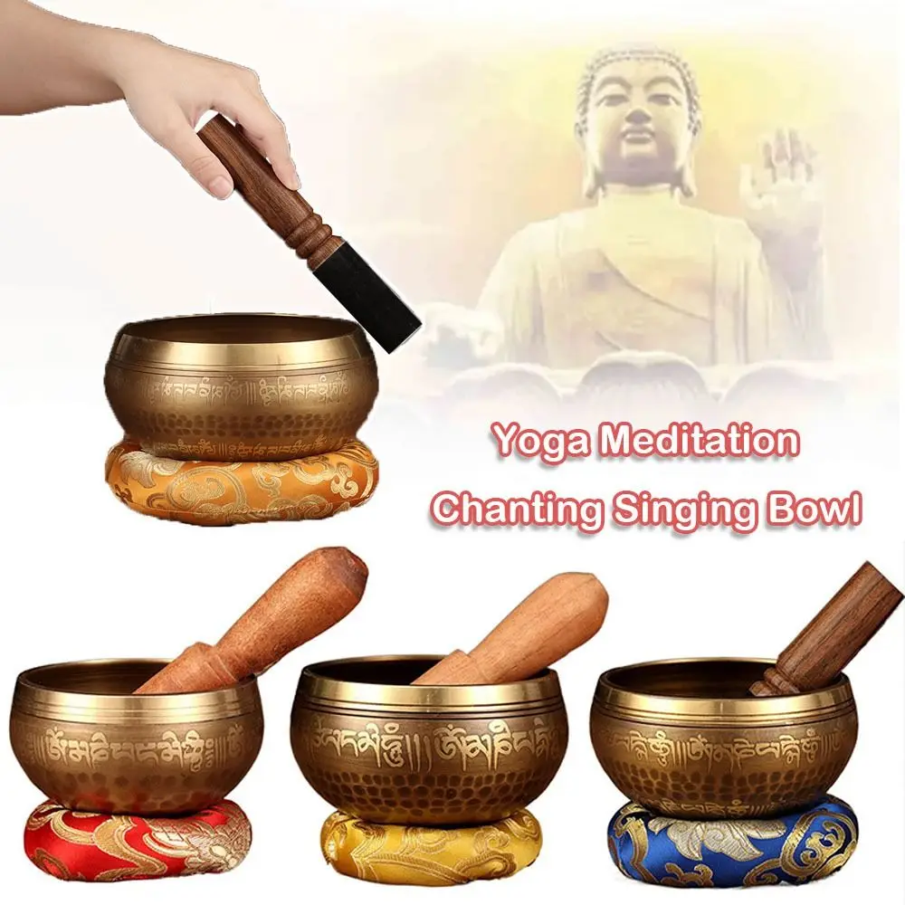 Cuenco con sonido de Buda de Nepal hecho a mano, alivio del estrés, Yoga, sonido de cobre, meditación, canto, juego de cuencos tibetanos - imagen 4