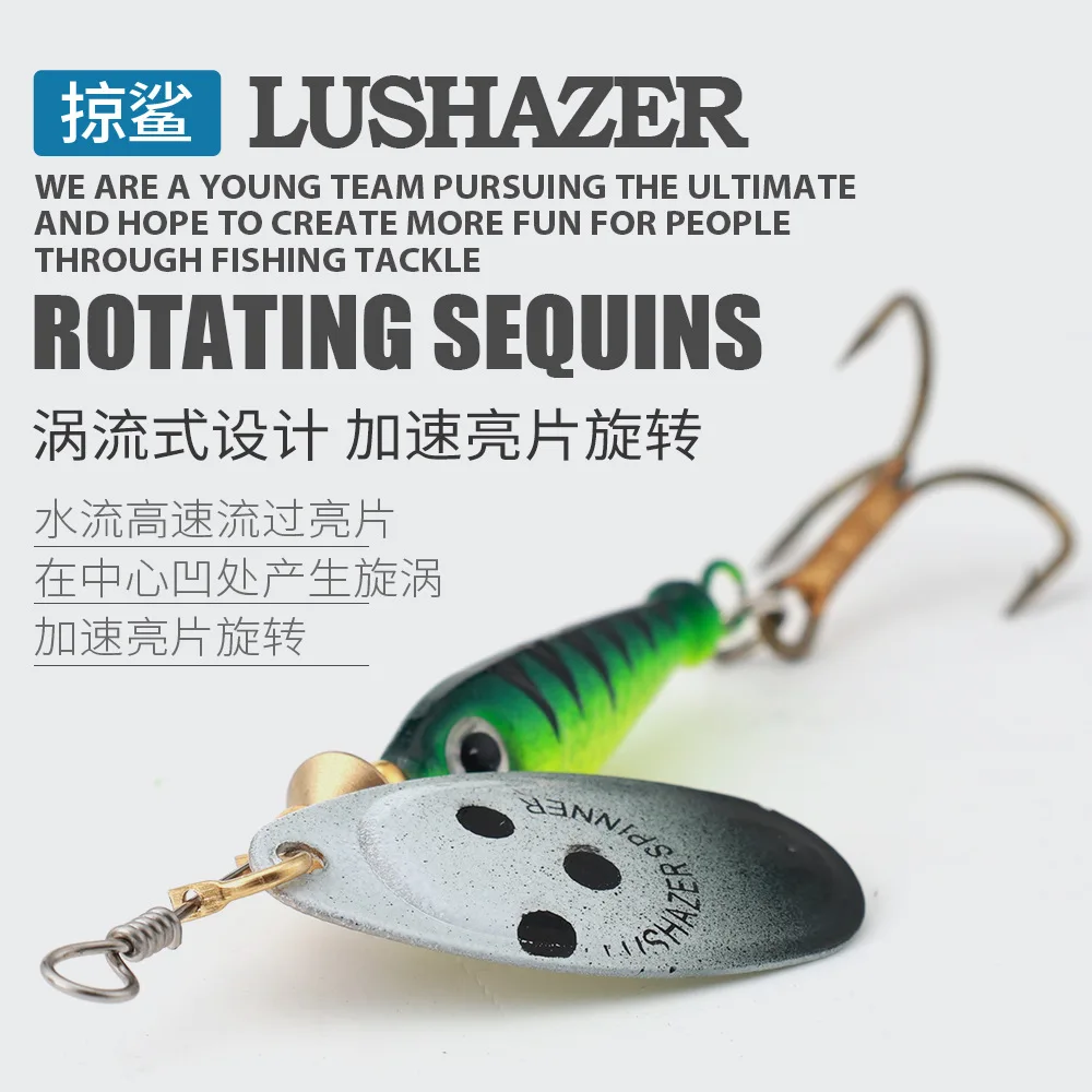 1 unids/lote señuelo de Pesca de lentejuelas giratorias 11g 15g 18g pez volador lentejuelas giratorias cebo duro de Metal Wobblers Pesca con anzuelos triples - imagen 4