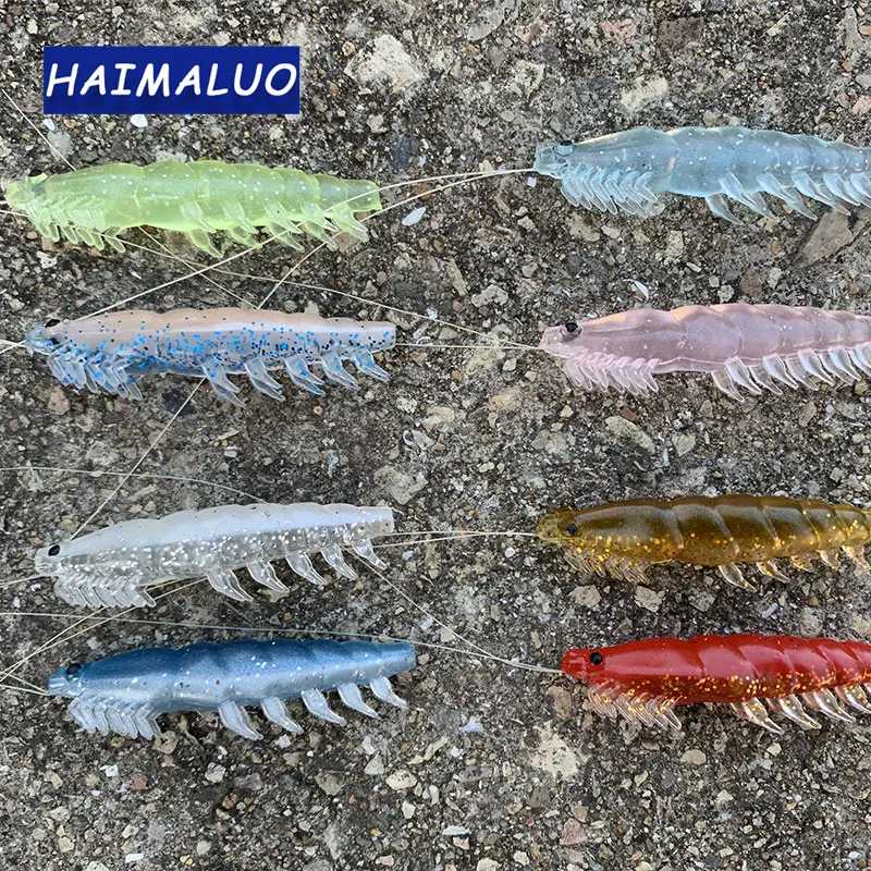 HAIMALUO cebo de silicona suave, camarones morder, carpa, lubina, señuelo de pesca de Lucio, señuelo Gamba Gambas Gambita, gusano de mar Swimbait Rockfishing - imagen 2