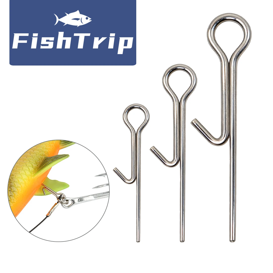 FishTrip-pasadores de bloqueo a presión, 10-50 Uds., pernos de cebo blando, conectores de Triple gancho, modificación de señuelo, accesorios de pasador de fijación DIY