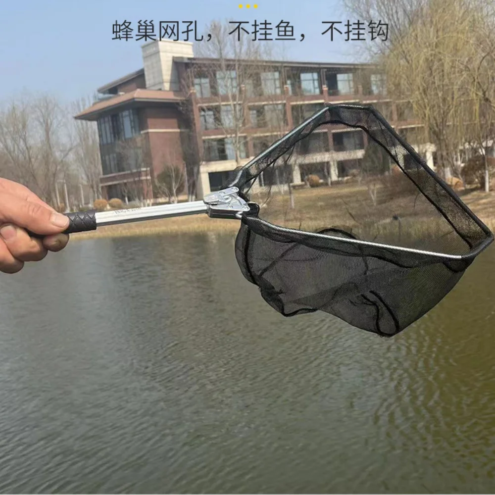 Red de pesca de aterrizaje, red de pesca flotante plegable, Dipnet portátil ultraligero de aleación de aluminio para engranajes de peces de agua dulce y salada - imagen 3