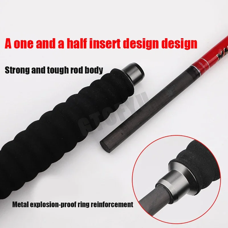 Caña de pescar de barco de fibra de carbono giratoria de fundición en alta mar de agua salada de 1,6 M, 2 piezas, caña de pescar de viaje portátil, caña de Surf de viaje - imagen 3