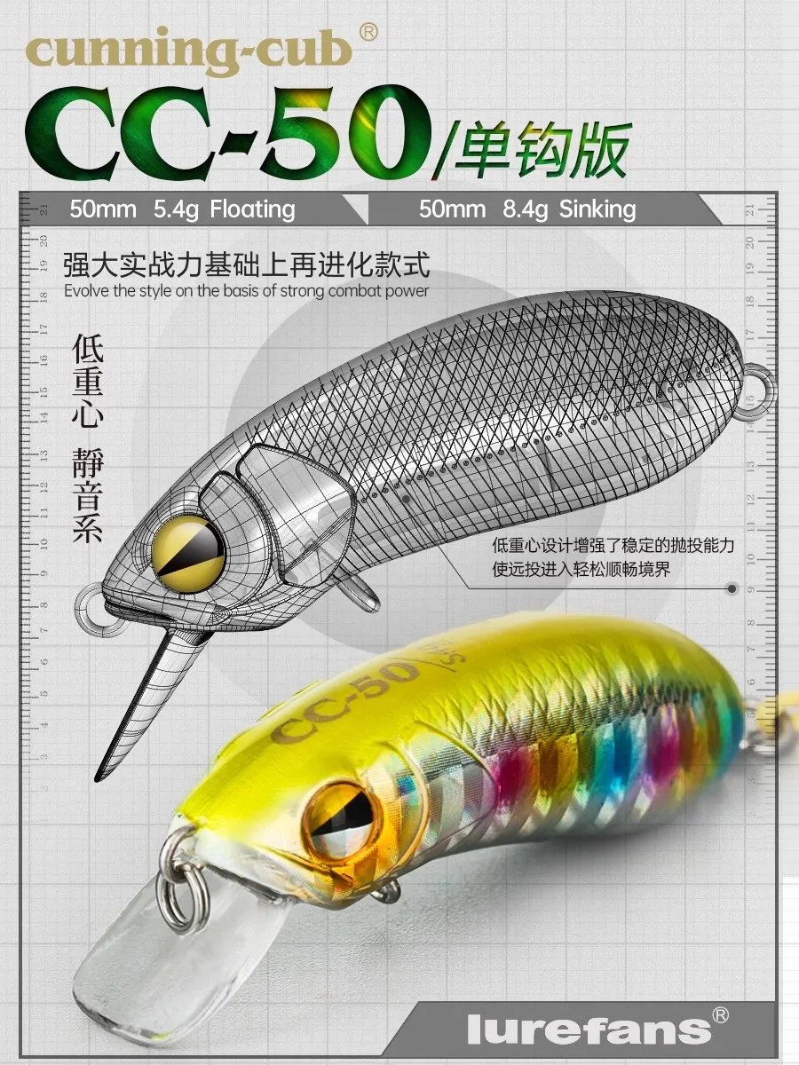 Lurevans-señuelo de pesca de hundimiento flotante CC50, cebo Artificial de un solo gancho, sistema silencioso, 2024g/5,4g, novedad de 8,4 - imagen 2