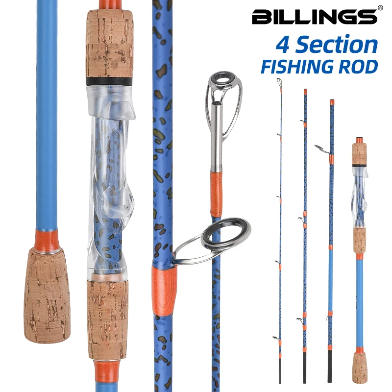 BILLINGS 4 Secties Koolstofvezel Hengel Spinning Casting Hengel 2.1 m Draagbare Reizen Hengel 2-14g Lokken Gewicht