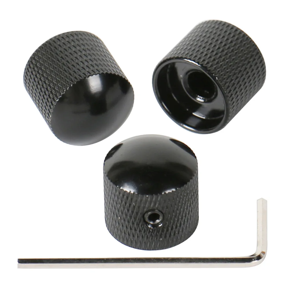 Venta al por mayor, 2 uds., perillas de Control de tono de volumen para bajo eléctrico de Metal, perillas de cúpula + tapa de interruptor de llave, accesorios para guitarra - imagen 5