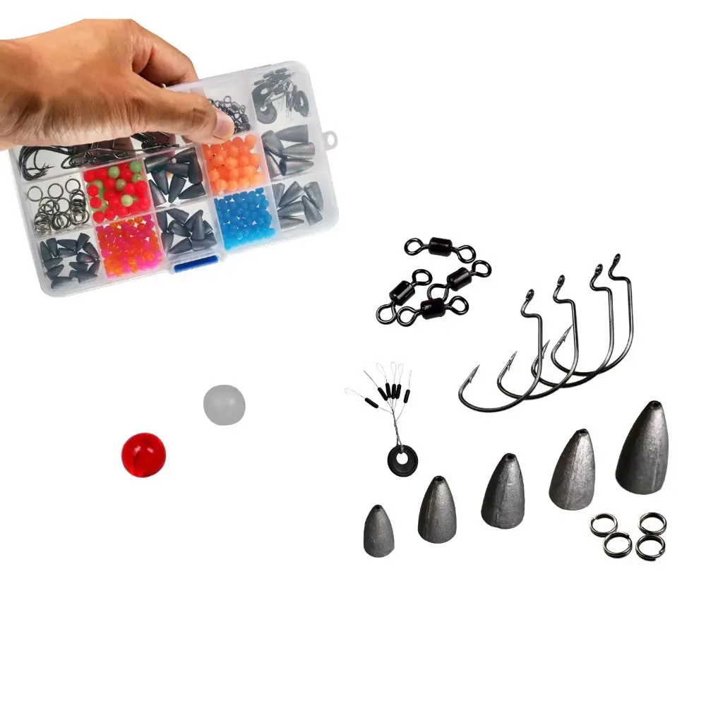 THKFISH 389 Uds pesca Carolina Texas Rig accesorios DIY Set pesca de agua dulce plomo giratorios cuentas Kit de anzuelos compensados - imagen 3