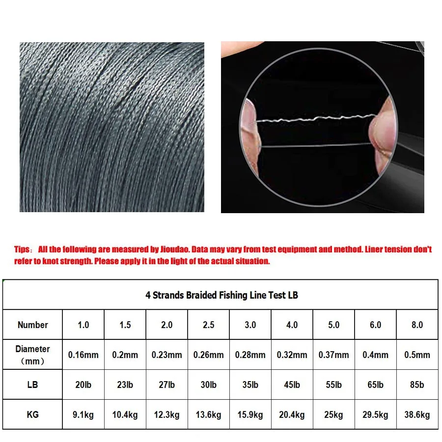 Línea de pesca trenzada gris 500m 4 hebras línea trenzada de PE multifilamento 20lb 30lb 45lb 55lb 65lb 85lb - imagen 3