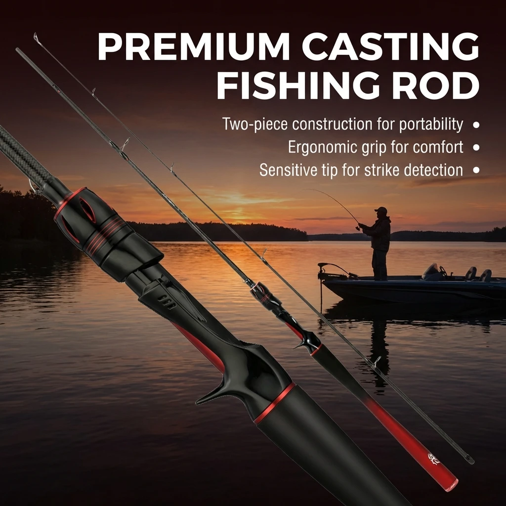Caña carbono 1.8m doble punta para pesca en río y lago - imagen 3