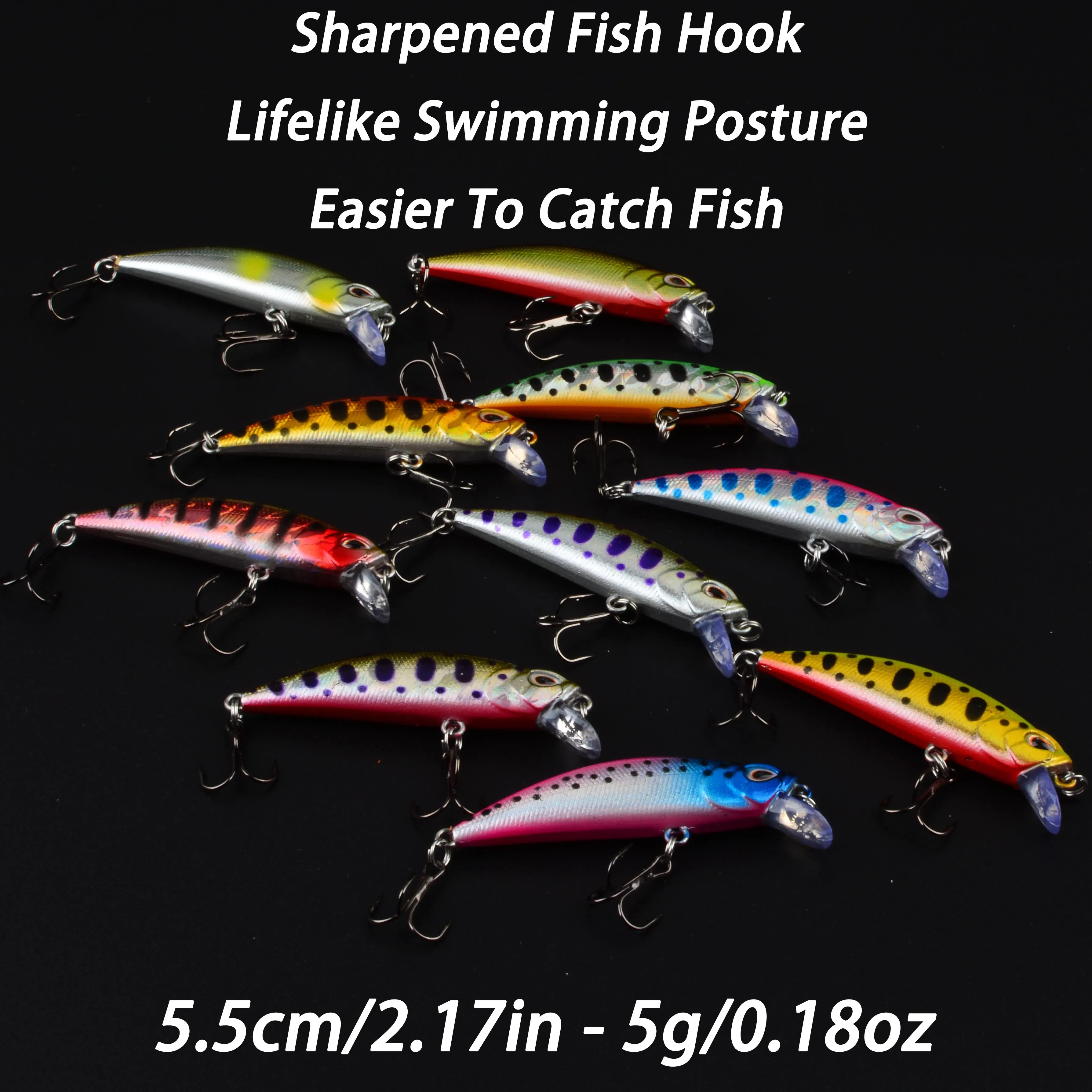 Señuelos Minnow con ojos 3D – Wobbler de plástico duro para lubina - imagen 2
