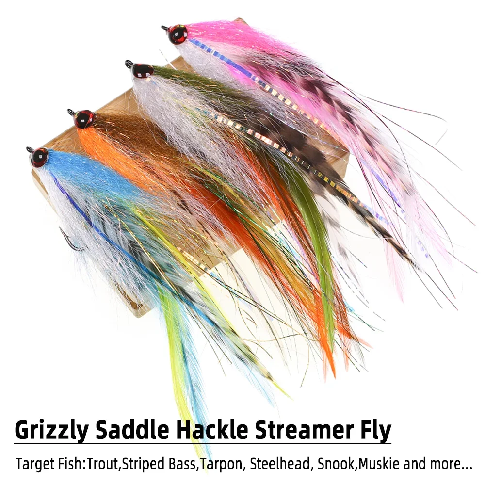 Wifreo 1 pieza/4 piezas # 2/0 epoxi 3D ojo de pez gran juego Streamer mosca Grizzly sillín Hackle mosca pesca moscas trucha Muskie Señuelos de pesca - imagen 3