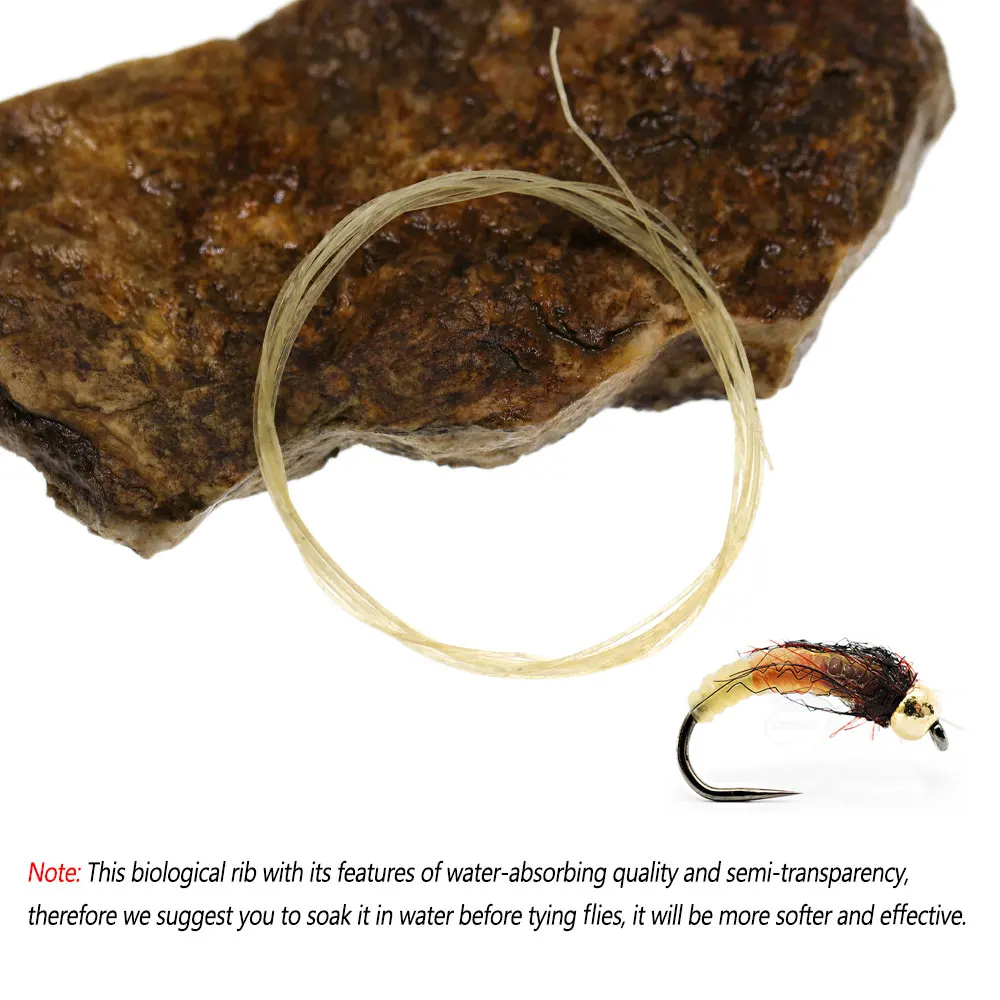Bimoo, 1 metro, atado de moscas, línea de costilla biológica para ninfa Caddis Pupae, costilla corporal, grigio, trucha, Señuelos de pesca, cebos, Material de atado de moscas - imagen 4