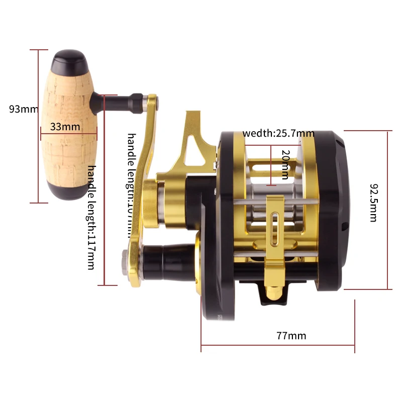 Kawa Ocean carrete de Jigging lento cuerpo de Metal máquina CNC rueda de tambor arrastre máximo 30kg peso 606,5g rodamientos 14 + 1 relación 5,0: 1 carrete de barcos - imagen 2