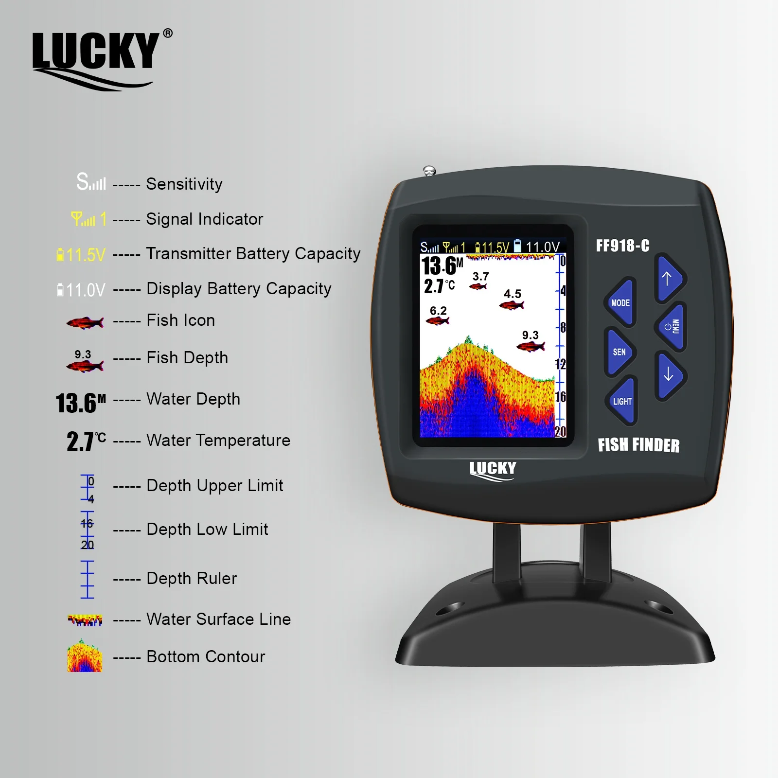 LUCKY FF918 Control remoto cebo barco buscador de peces 3,5 "LCD alcance perating 300m rango de profundidad 100M inalámbrico - imagen 4