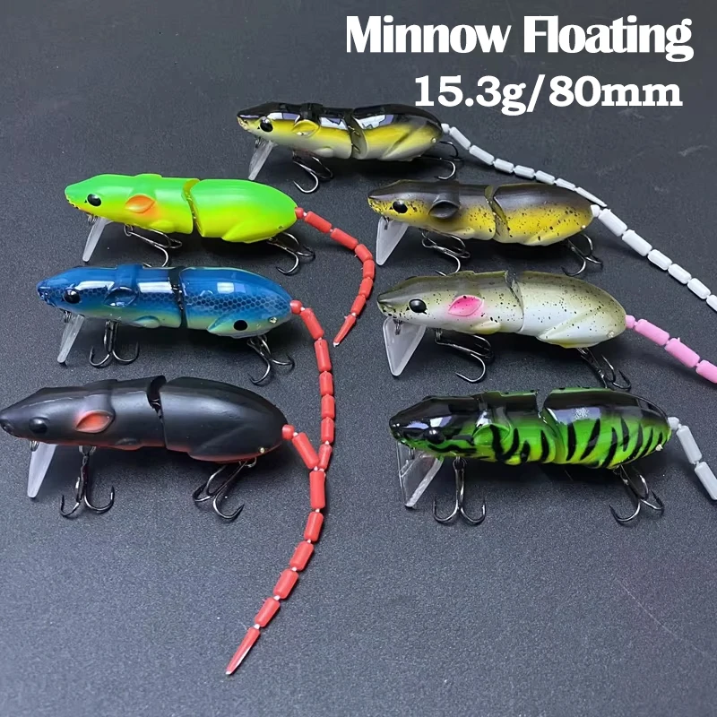 Wobbler jerkbait flotante para lucio pececillo biónico articulado - imagen 4