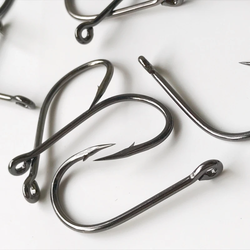 Mustad-anzuelos con ojos para Pesca, anzuelos de acero con alto contenido de carbono 10104, con púas, círculo único, para carpa, 1 #-7 # - imagen 5