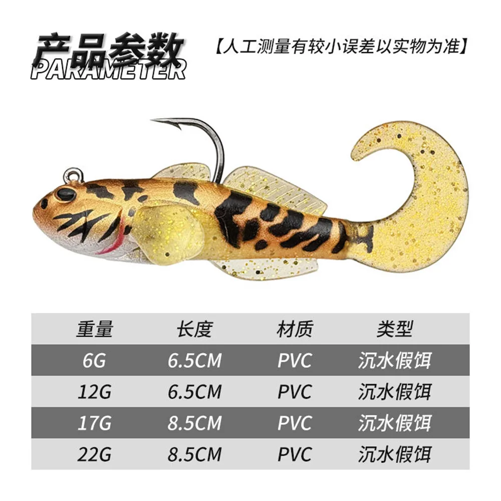 3 piezas de cola de paleta Goby Softbait 12G/22G Pesca en agua salada señuelos blandos Wobblers de silicona cebo Artificial aparejos de lubina anzuelos Pesca - imagen 5