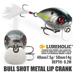 LUREHOLIC 40mm 7,5g / 50mm 14g Bull Shot manivela de labio de Metal con gancho Mustad profundidad 0,2 M señuelo flotante cebos duros para pesca de lubina