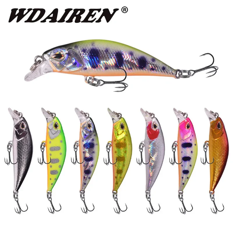 Señuelo de pesca de pececillo que se hunde, 5,2 cm, 4,3g, ojos 3D, Mini Wobblers de plástico láser, cebo Artificial para Lucio, carpa, lubina, Crankbait, 1 ud. - imagen 2