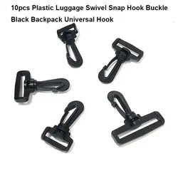 10 Uds. Hebilla de gancho giratorio para equipaje de plástico, mochila negra de 5 tamaños, hebilla de gancho Universal, piezas para deportes al aire libre, accesorios para bolsas