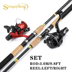 Sougayilang-caña y carrete de Pesca de carbono, Combo portátil de 6 secciones, carrete de Pesca de carpa para Pesca de agua dulce