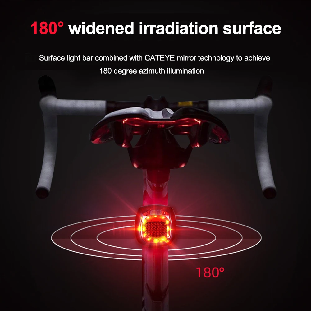 Luz trasera de freno inteligente para bicicleta, luz trasera deslumbrante de carga USB, IPX4, luz de advertencia impermeable, accesorios para bicicleta de montaña - imagen 2