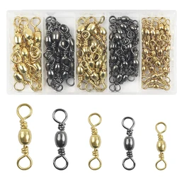 50 Uds. De barril de pesca giratorio, anillo sólido inoxidable, barril de latón, giratorios de pesca, conector de sedal de aparejos