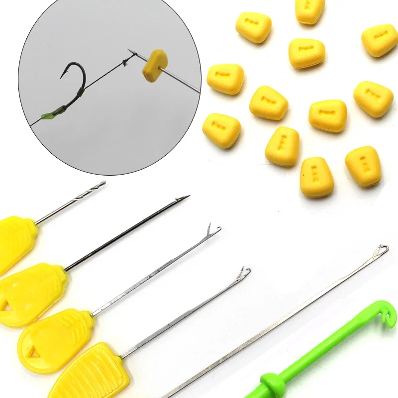 Kit de accesorios de pesca de carpa, multiherramienta para aparejo de carpa, Boilies emergentes, aparejo de pelo de Ronnie de maíz, aparejos alimentadores de carpa