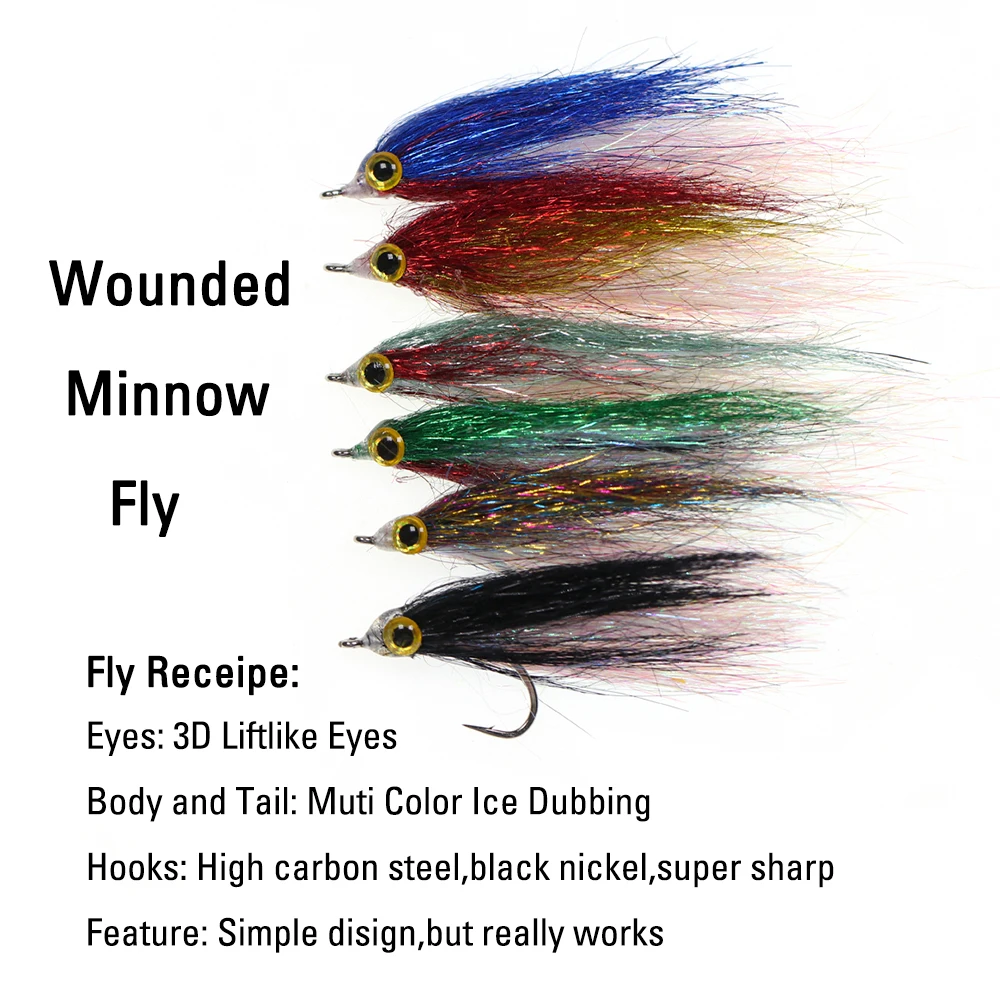 Señuelo de imitación de pez duro, cebo de pesca con mosca, hundimiento lento, 6 piezas - imagen 2