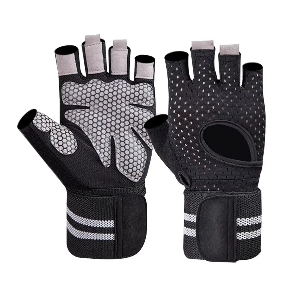 Guantes de entrenamiento sin dedos de medio dedo, almohadilla antideslizante transpirable, guantes sin dedos para hombre, guantes de ciclismo resistentes al desgaste a prueba de golpes - imagen 2