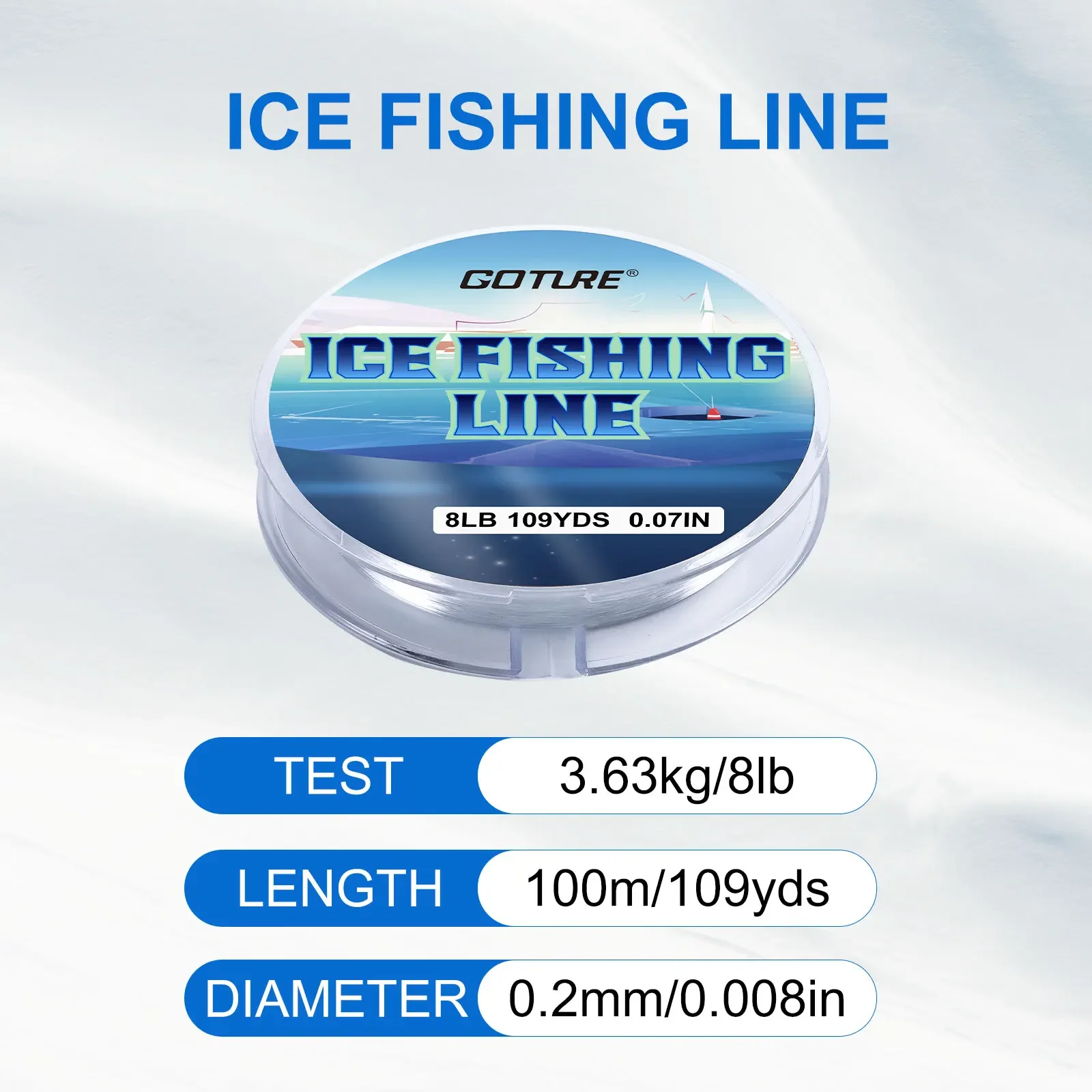 Goture 81cm 2 puntas caña carrete Combos invierno hielo caña de pescar aparejos M carbono + MH fibra de vidrio ultraligera caña de pescar en hielo - imagen 5