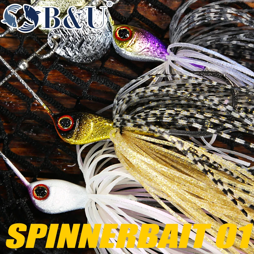 B & U Spinnerbait 18g/21g doble hoja de sauce aguja Stinger gancho cuchara alambre cebo Wobblers para señuelo de pesca de lubina - imagen 3