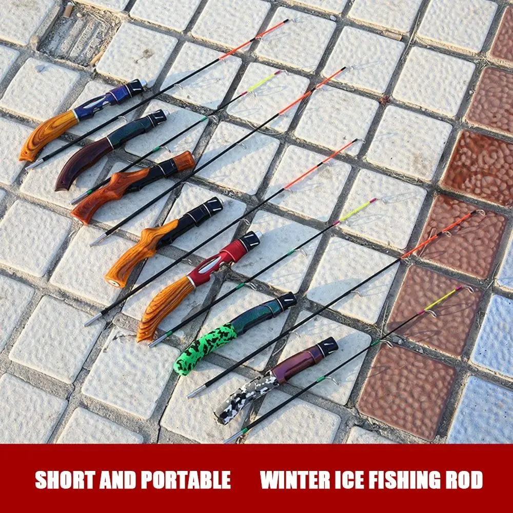 Cañas de pescar en hielo para invierno, pluma de pesca en hielo retráctil, caña de pescar en hielo giratoria de carbono, 2024