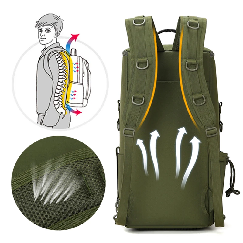 Mochila táctica de pesca Molle de gran capacidad, deportes, senderismo, escalada, Camping, bolso de hombro, bolso de equipaje de viaje - imagen 5