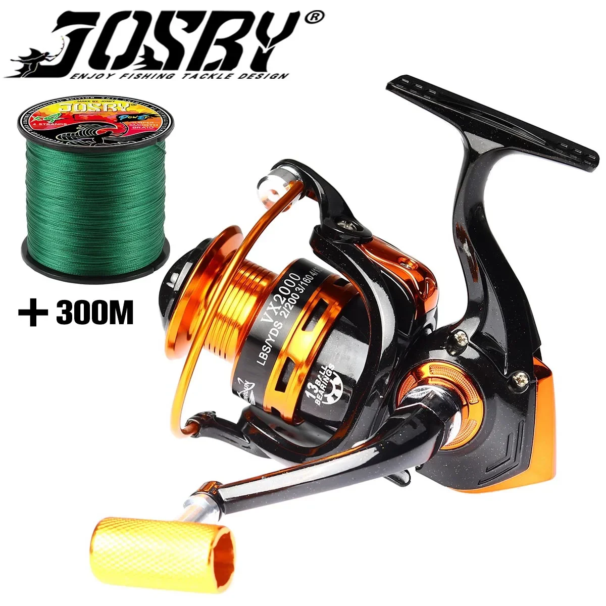 JOSBY-sedal de Pesca trenzado de Pe, carrete giratorio de Metal 300: 1 13BB, rodamientos de bolas, aparejos VX 5,2-2000, 7000 M - imagen 2