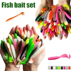 50mm 60mm 70mm 55mm 65mm 75mmShad gusano cebo suave cebo Artificial Swimbait cebo Wobbler cebos blandos silicona pesca deportes señuelos