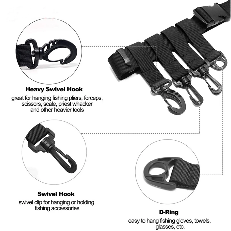Cinturón de caña de pescar multifunción, equipo táctico al aire libre, con gancho extraíble, portátil - imagen 3