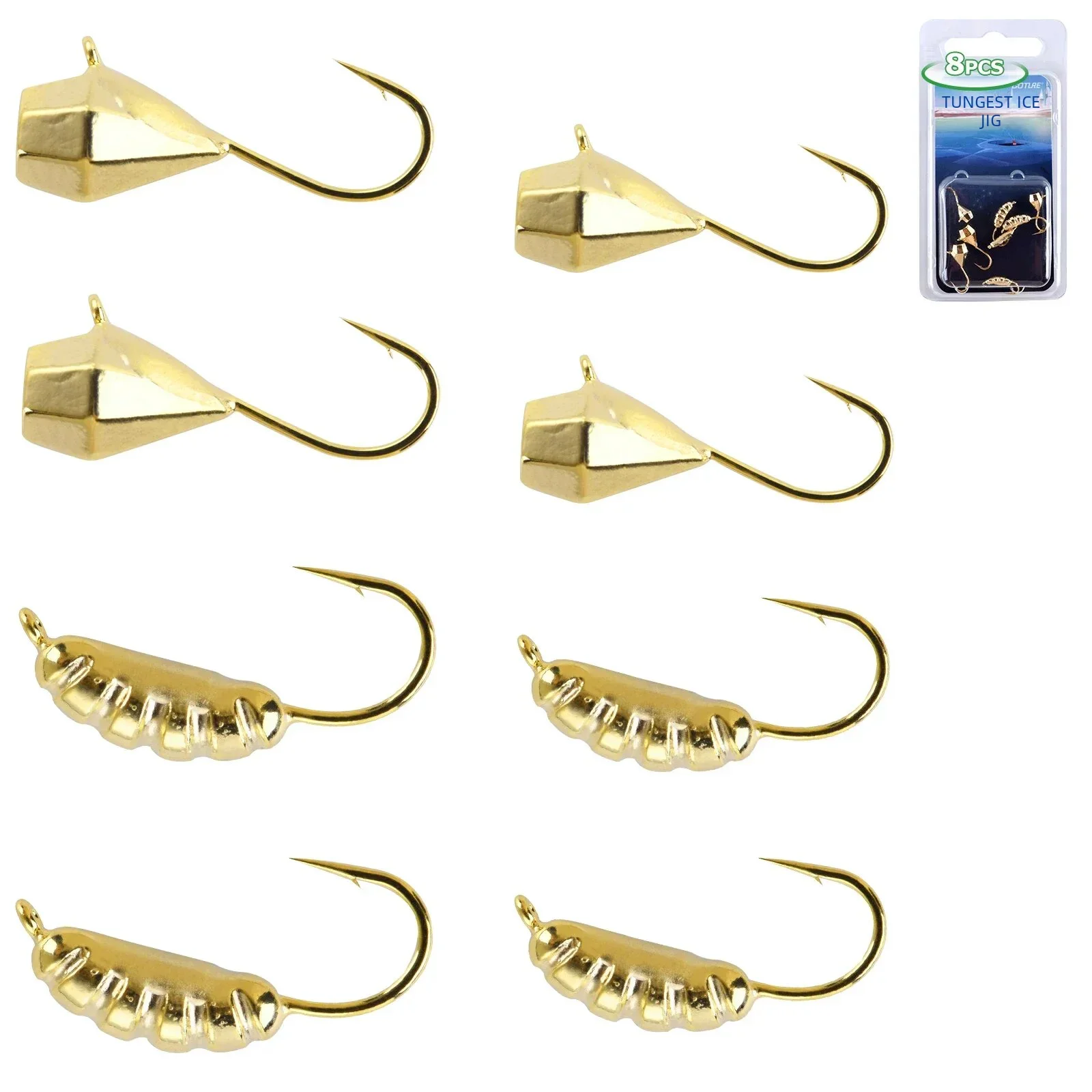 Goture-Juego de plantilla de pesca en hielo, señuelo de pesca de tungsteno para invierno, anzuelo de lágrima, cebo luminoso de invierno para Lucio, carpa, Panfish - imagen 2