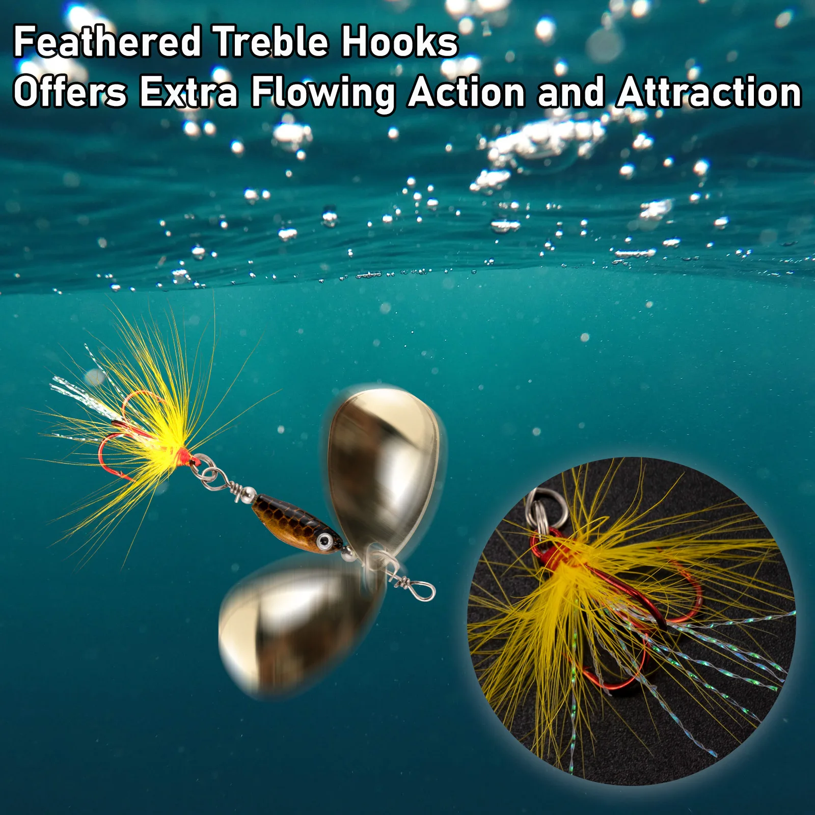 Señuelo de pesca de 5 uds., cuchara giratoria de Metal, cola de gallo, Spinnerbait, señuelo giratorio para trucha, hoja Colorado, Spinner en línea, tipo tipo de pez, lubina - imagen 5