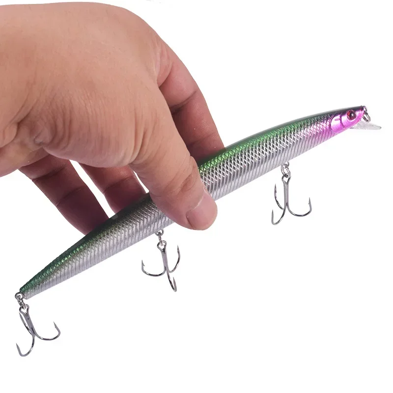 Juego de señuelos de pesca de colores mezclados, 10 Uds., 18cm, 24g, Trolling Minnow Wobblers, cebo duro Artificial con 2 # Anzuelos Aparejos de pesca marina - imagen 4
