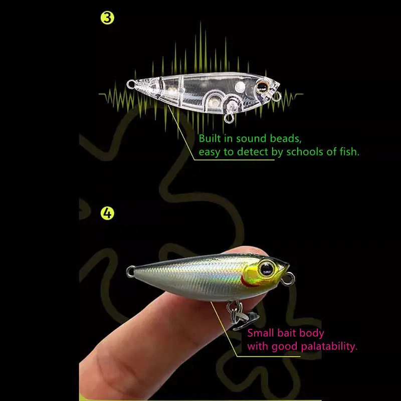 EWE Zhizigou-señuelo de pesca Artificial, cebo de superficie de agua, lápiz de ruido, 1,5g/2,5g/4,5g/7g/10g, aparejos de cebo falso Wobbler, nuevo - imagen 5